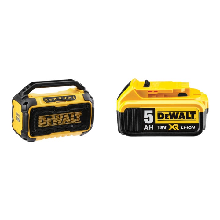 Set DeWalt Bluetooth-Lautsprecher DCR011-XJ + Ersatz-Akku DCB184-XJ
