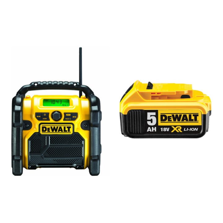 Set DeWalt 10.8-18V FM/AM Kompakt Radio DCR019-QW + Ersatz-Akku DCB184-XJ