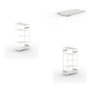 Set CLIP S3 150 LR AR 2000 x 1000 x 500 RAL 7035 kpl. mit 5 Böden + CLIP 150 Zusatzboden 1000x500 mm in RAL 7035 mit 4 Fachbodenträger + CLIP S3 150 LR GR 2000 x 1000 x 500 RAL 7035 kpl. mit 5 Böden