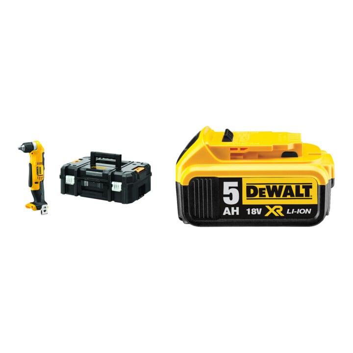 Set DeWalt 18,0 V Winkelbohrmaschine (für Akku +) DCD740NT-XJ + Ersatz-Akku DCB184-XJ