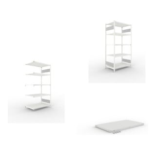 Set CLIP S3 150 LR AR 2000 x 1000 x 600 RAL 7035 kpl. mit 5 Böden + CLIP 150 Zusatzboden 1000x600 mm in RAL 7035 mit 4 Fachbodenträger + CLIP S3 150 LR GR 2000 x 1000 x 600 RAL 7035 kpl. mit 5 Böden