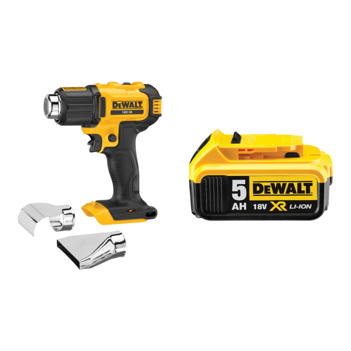 Set DeWalt Akku-Heiße-Luftpistole 18V (Basisversion) DCE530N-XJ + Ersatz-Akku DCB184-XJ