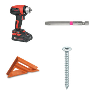 Set Mafell Akku-Bohrschrauber A 18 im T-MAX + Heco-TOPIX-plus 8,0 x 120 + Heco Langbits + Heco Einschraubhilfe