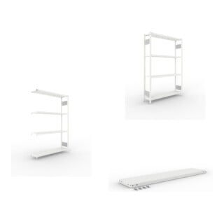 Set CLIP S3 230 LR AR 2000 x 1300 x 300 RAL 7035 kpl. mit 4 Böden + Zusatzboden CLIP 230 1300x300 230 kg grau + CLIP S3 230 LR GR 2000 x 1300 x 300 RAL 7035 kpl. mit 4 Böden