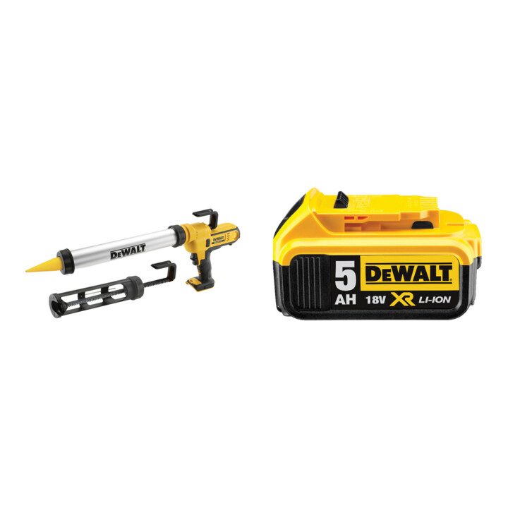Set DeWalt Kartuschenpistole 18V / Basisversion DCE581NK-XJ + Ersatz-Akku DCB184-XJ