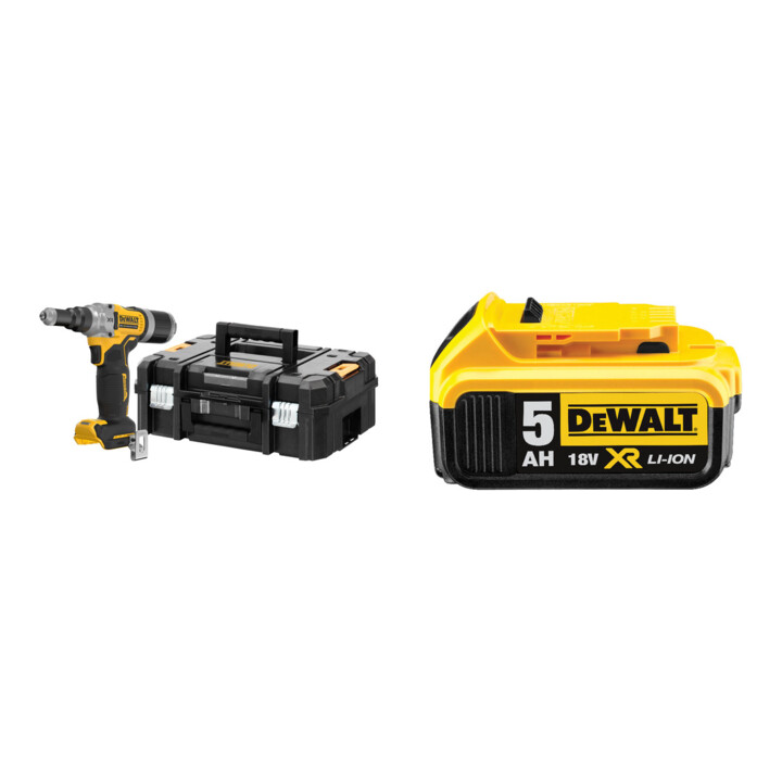 Set DeWalt Akku-Nietpistole, 18 V, Basisversion, 4,8 - 6,4 mm + Ersatz-Akku DCB184-XJ