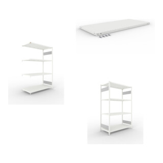 Set CLIP S3 230 LR AR 2000 x 1300 x 600 RAL 7035 kpl. mit 4 Böden + Zusatzboden CLIP 230 1300x600 230 kg grau + CLIP S3 230 LR GR 2000 x 1300 x 600 RAL 7035 kpl. mit 4 Böden