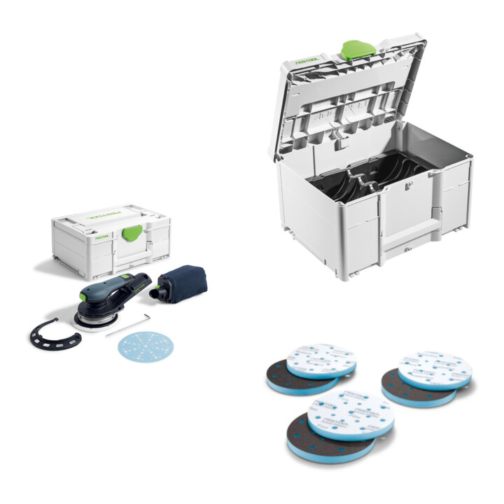 Set Festool Akku-Exzenterschleifer ETSC 2 150-Basic + Systainer³ SYS-STF D150 + Schleifmittel Granat PROfile D150 GR PRO/10-Set