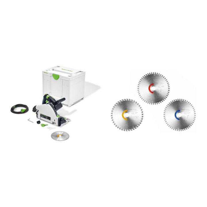 Set Festool Tauchsäge TS 55 FEBQ-Plus + Kreissägeblatt-Set KSB-SORT/3 W/L/A 160x1,8
