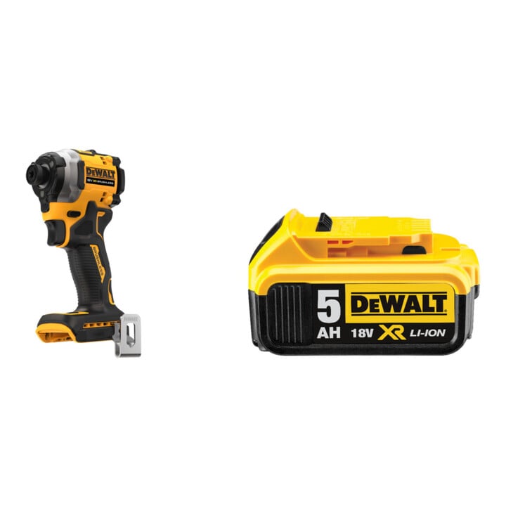 Set DeWalt 18 Volt Akku-Schlagschrauber (1/4") + DeWalt 18,0V / 5,0 Ah Ersatz-Akku