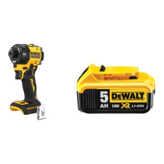 Set Dewalt Hydraul. Akku-Schlagschrauber 1/4" + DeWalt 18,0V / 5,0 Ah Ersatz-Akku