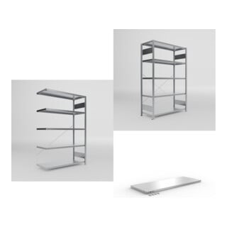 Set Fachboden-Anbauregal S3 CLIP + Fachbodenregal S3 CLIP + Zusatzboden CLIP 230 1300x500mm 230kg vzk
