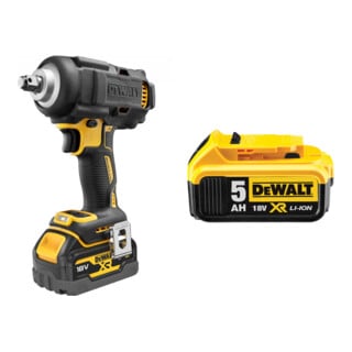 Set DeWalt 18V XR Akku-Schlagschrauber, 1/2" + DeWalt 18,0V / 5,0 Ah Ersatz-Akku