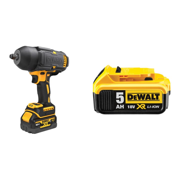 Set DeWalt Akku-Schlagschrauber, 18 Volt / 5 Ah + DeWalt 18,0V / 5,0 Ah Ersatz-Akku