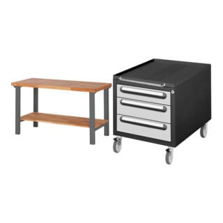 Set STIER Werktisch Premium mit Ablageboden BxTxH 1500x700x840 mm +...