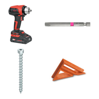 Set Mafell Akku-Bohrschrauber A 18 im T-MAX + Heco-TOPIX-plus 8,0 x 180 + Heco Langbits + Heco Einschraubhilfe