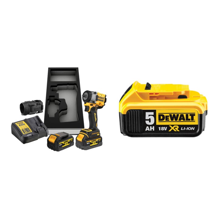 Set DeWalt 18V XR Akku-Schlagschrauber 3/8" + DeWalt 18,0V / 5,0 Ah Ersatz-Akku