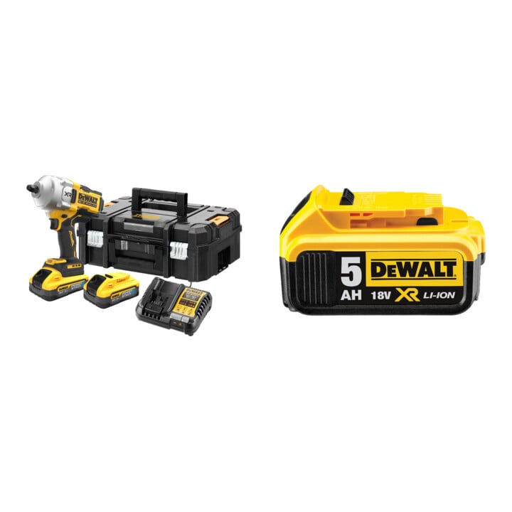 Set DeWalt Akku-Schlagschrauber, 18 Volt / 5 Ah + DeWalt 18,0V / 5,0 Ah Ersatz-Akku