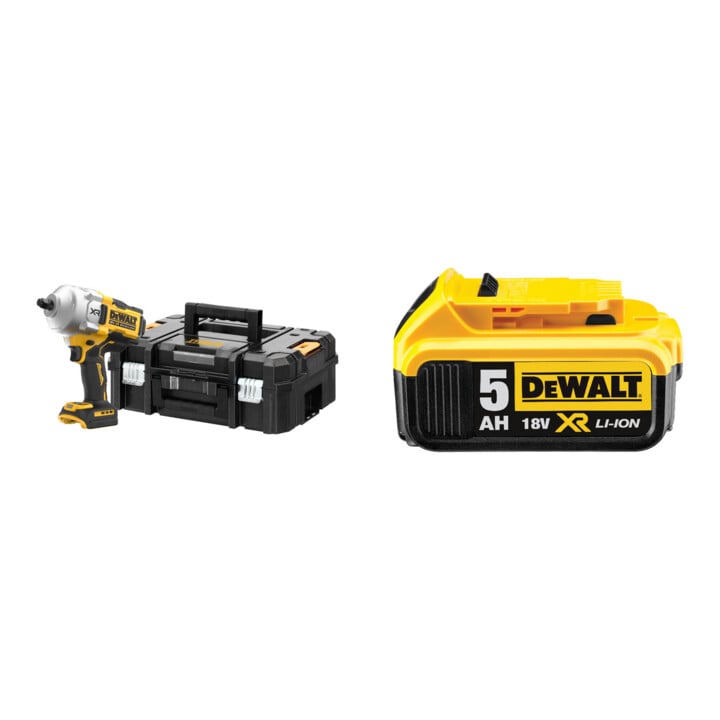 Set DeWalt Akku-Schlagschrauber 1/2 Zoll,18 V Basisversion + DeWalt 18,0V / 5,0 Ah Ersatz-Akku