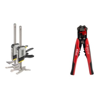 Set Stanley Einhand-Montagewerkzeug Tradelift Set + STIER Automatik-Schneid-, Crimp- und Abisolierzange Kombi+