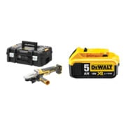 Set DeWalt Akku-Flachkopf-WKS 125 mm 18V + DeWalt 18,0V / 5,0 Ah Ersatz-Akku