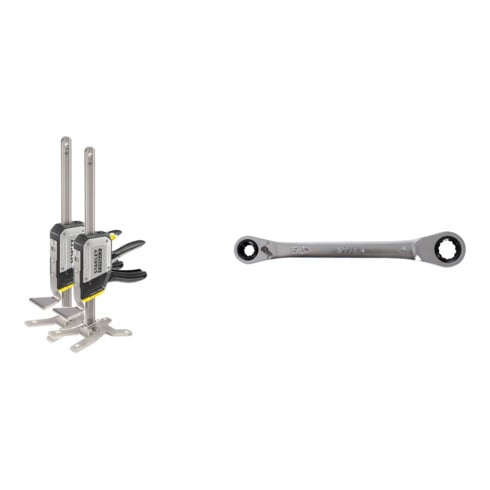Set Stanley Einhand-Montagewerkzeug Tradelift Set + STIER Doppel-Ringratschenschlüssel 4-in-1 10x13x17x19 mm