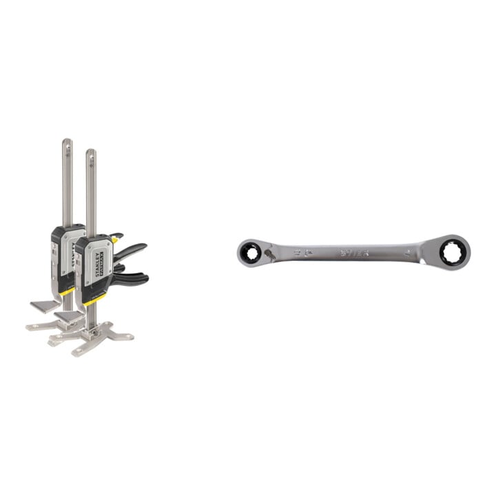 Set Stanley Einhand-Montagewerkzeug Tradelift Set + STIER Doppel-Ringratschenschlüssel 4-in-1 10x13x17x19 mm