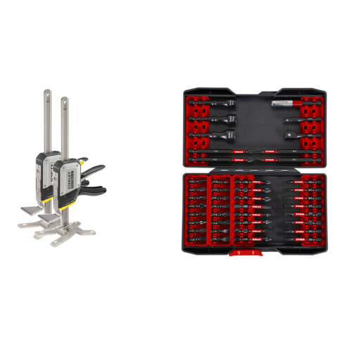 Set Stanley Einhand-Montagewerkzeug Tradelift Set + STIER Torsions-Bitsatz 42-teilig
