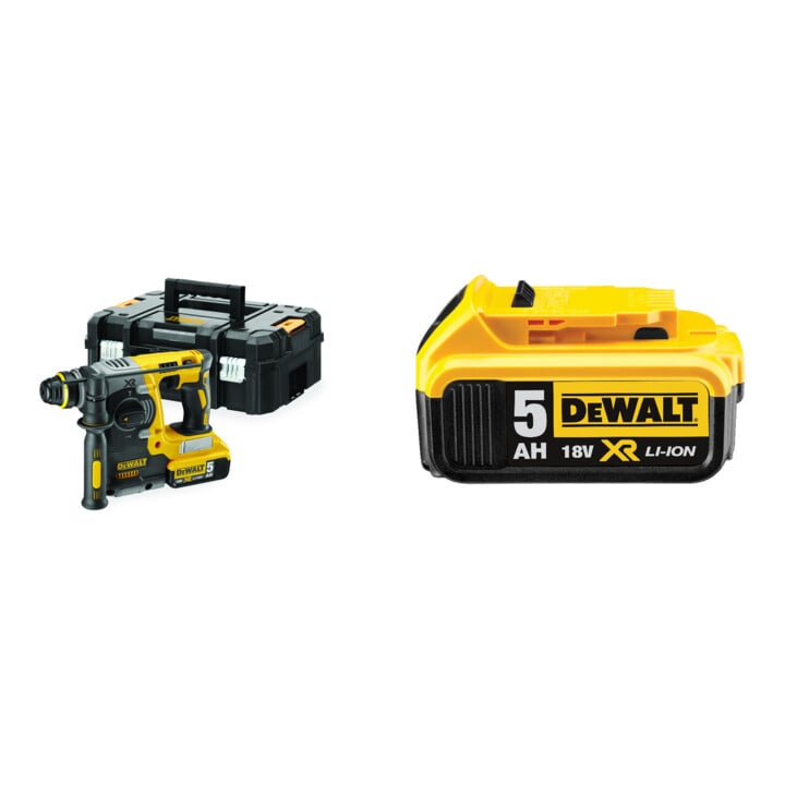 Set DeWalt Akku-Kombihammer,18,0 Volt,5,0 Ah Li-Ion + DeWalt 18,0V / 5,0 Ah Ersatz-Akku