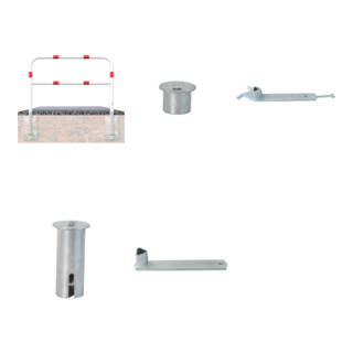 Set Schake Abweisebügel Ø 60mm, Breite 1500mm + Dreikantschlüssel M 12, Standard + Grauguss-Univ.-Schlüssel z.Absperrpf. m.Feuerw.-V. + Schake Abdeckkappe, ohne Verschluss + Schake Abdeckkappe Art.Nr.460.21 + Federverschluß