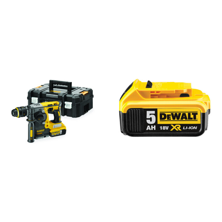 Set DeWalt Akku-Kombihammer,18,0 Volt,5,0 Ah Li-Ion + DeWalt 18,0V / 5,0 Ah Ersatz-Akku