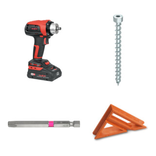 Set Mafell Akku-Bohrschrauber A 18 im T-MAX + Heco-TOPIX-plus 10,0 x 340 + Heco Langbits, HECO-Drive, HD-40 + Heco Einschraubhilfe für Heco TOPIX Holzbauschrauben