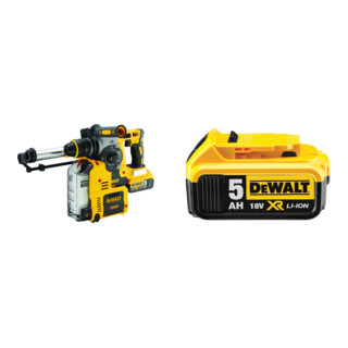 Set DeWalt Akku-Kombihammer mit Absaugung,18,0 Volt + DeWalt 18,0V / 5,0 Ah Ersatz-Akku