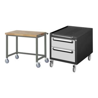 Set STIER Fahrbare Werkbank Premium BxTxH 1000x700x880mm + Rollcontainer...