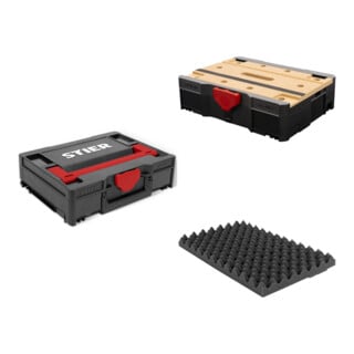 Set STIER Systainer³ I Black Edition + Deckelpolster genoppt für Systainer³ + Systainer® T-LOC MFT BLACK-Edition