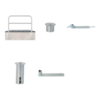 Set Schake Abweisebügel Ø 60mm, Breite 2000mm + Dreikantschlüssel M 12 + Grauguss-Univ.-Schlüssel + Schake Abdeckkappe, ohne Verschluss + Schake Abdeckkappe Art.Nr.460.21 + Federverschluss