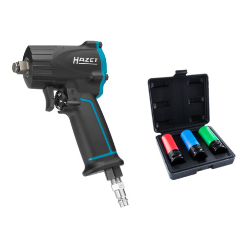Set HAZET Schlagschrauber extra kurz 9012M + Stier Kraft-Steckschlüssel-Satz 1/2''