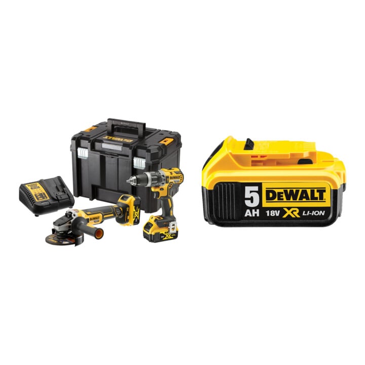 Set DeWalt Akku-Kombopack 18 Volt + DeWalt 18,0V / 5,0 Ah Ersatz-Akku