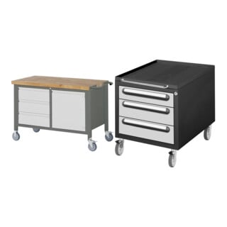 Set STIER Fahrbare Werkbank Premium mit 3 Schubladen und 1 Flügeltür BxTxH...