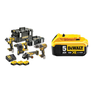 Set DeWalt Akku-Kombopack (4-tlg.), 18V + DeWalt 18,0V / 5,0 Ah Ersatz-Akku