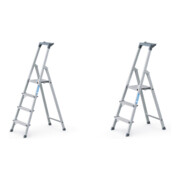 Set Zarges Stufen-Stehleiter mit Brücke 1590 mm + Stufen-Stehleiter mit Brücke 1360 mm