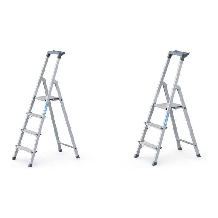 Set Zarges Stufen-Stehleiter mit Brücke 1590 mm + Stufen-Stehleiter mit Brücke 1360 mm