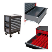 Set STIER Werkstattwagen Premium mit Edelstahl-Arbeitsfläche + Schubladen-Einteilungsset + Schubladen-Einlagefach