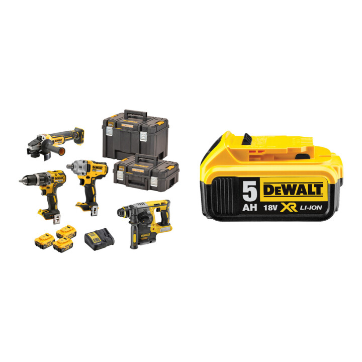 Set DeWalt Akku-Schlagbohrschrauber-Set 18V / 5Ah DCD 796, DCF 894, DCH 273 + DeWalt 18,0V / 5,0 Ah Ersatz-Akku