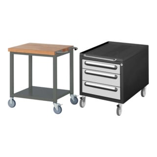 Set STIER Fahrbare Werkbank Premium mit Ablageboden BxTxH 750x700x880 mm +...