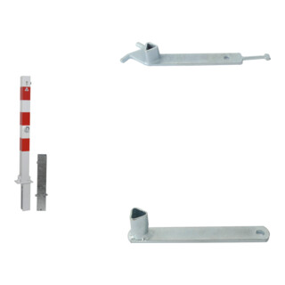 Set Schake Absperrpfosten Typ 470F, 70x70mm, herausnehmbar- + Dreikantschl ssel M 12, Standard + Grauguss-Univ.-Schl ssel z.Absperrpf. m.Feuerw.-V. + Schake Abdeckkappe Art.Nr.470.20 ohne Verschlu s + Schake Abdeckkappe Art.Nr.470.21 + Federverschlu s