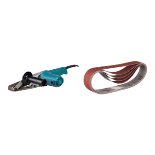 Set MAKITA Bandfeile 9031 + Schleifband 30x533mm K80 P-00103