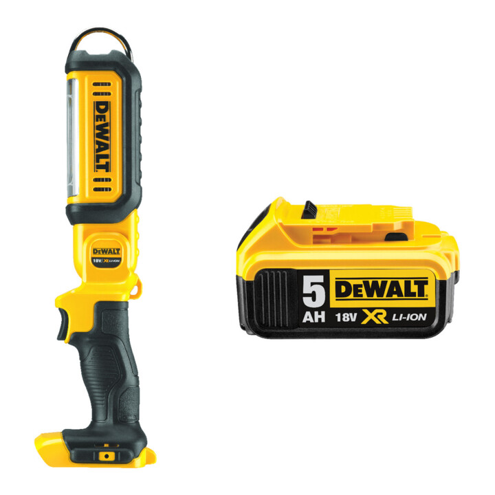 Set DeWalt 18,0 V Akku-LED-Lampe DCL050-XJ + Ersatz-Akku DCB184-XJ