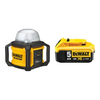 Set DeWalt Akku-Baustellenstrahler 18V (Basisversion) DCL074-XJ + Ersatz-Akku DCB184-XJ