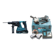 Set Makita Akku-Kombihammer DHR243RTJ 18 V / 5,0 Ah + Akku-Winkelschleifer DGA517RTJ, 18 V, 5,0 Ah